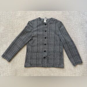 Vintage Plaid Button-Up Jacket w/ front blockers Size 10P